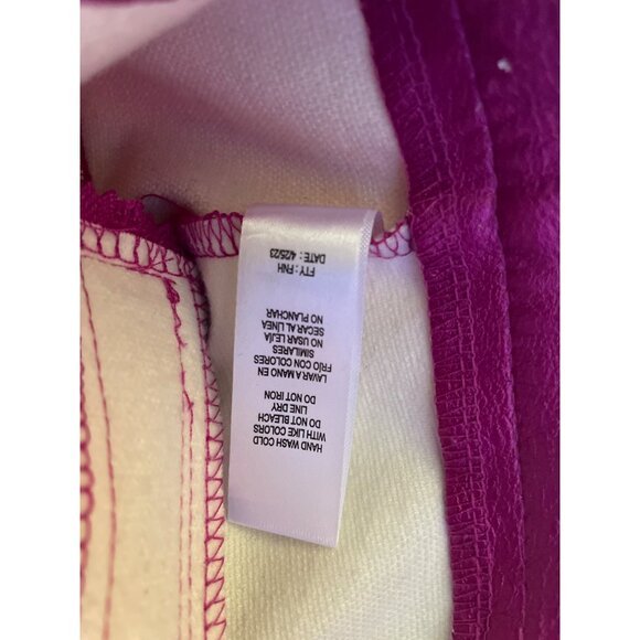 Jolie & Joy Womens Faux Leather Fuchsia A-Line Skirt With Zipper Pockets Size XL - Picture 4 of 6